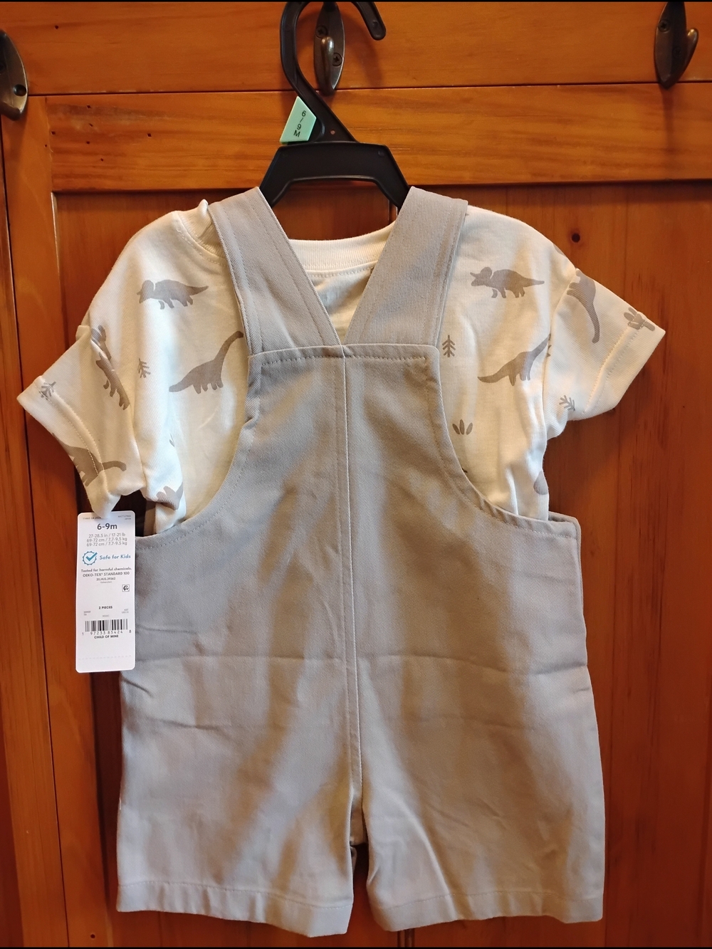 Carter's Beige Toddler Overalls with Dino Tee - Picture 4 of 4
